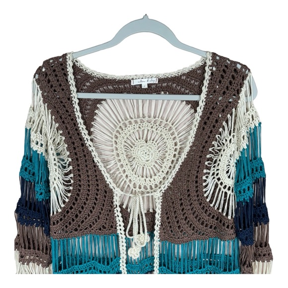 Willow & Clay Crocheted Long Sleeve Open Cardigan With Tie Size S - Picture 3 of 12